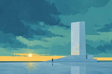 A person kayaking on a still mountain lake