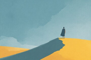 A minimalist volcano landscape with smoke