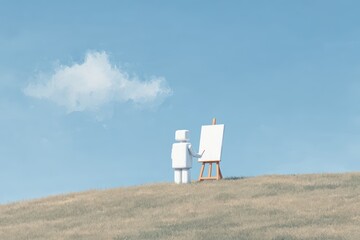 A robot finding a key in a field