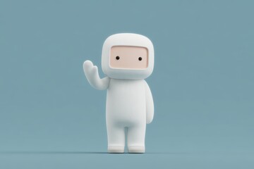 A robot standing on a bridge over a river