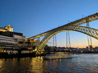 tram skyline Douro bridge  Porto