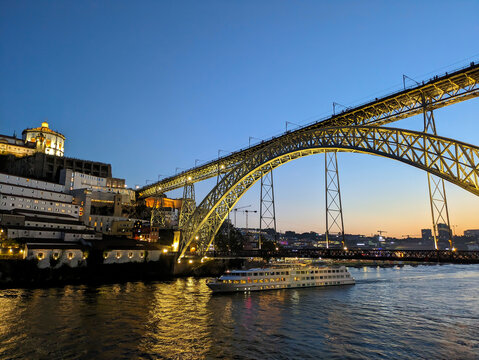 tram skyline Douro bridge  Porto
