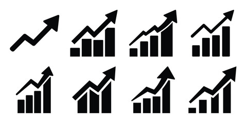 arrow growth silhouette icon set