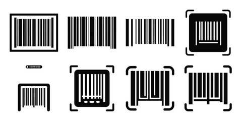 barcode scan silhouette icon set