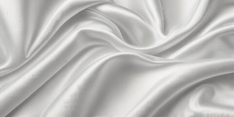 Obraz premium Luxurious close-up of a white satin fabric. A close-up view of a rich, deep white satin fabric, showcasing its smooth, flowing texture. 