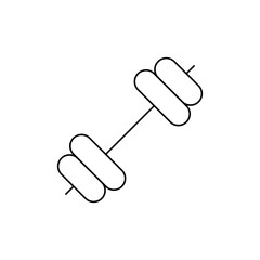 Illustration of a simple black and white dumbbell with rounded weights on each side and a connecting bar