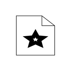 A simple document icon featuring a curled corner and a prominent star symbol in the center of the page design