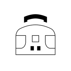 Illustration of a retro telephone with a handle and buttons in a minimalist black and white design style