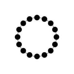 A circular arrangement of black dots connected by thin lines forming a ring like structure in white space