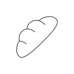 Simple line drawing of a loaf of bread with three rounded sections on top and a smooth oval shape 100