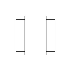 Three rectangles arranged vertically with the central rectangle taller than the side rectangles present