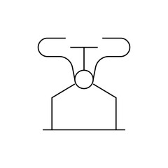 Abstract representation of a mechanical device with circular and rectangular elements in a line drawing style
