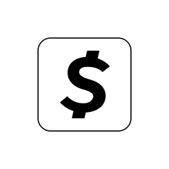 Illustration of a dollar sign inside a rounded square with a white background and black outline shape