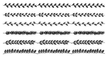 Obraz premium Olive and laurel leaf garlands – minimalist foliage divider kit for invitations