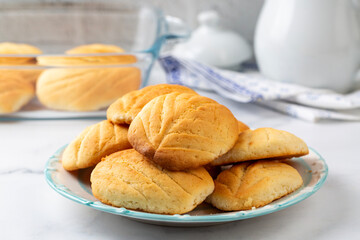 Traditional Delicious Turkish dessert; flour cookie ( un kurabiyesi - Yaprak Kurabiye )