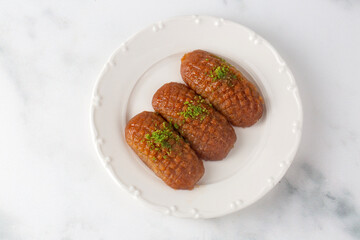 Turkish traditional sherbet dessert; kalburabasti