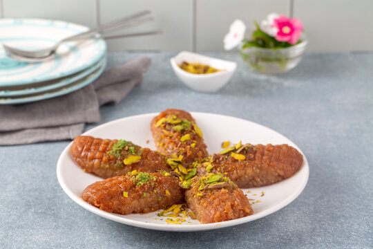 Turkish traditional sherbet dessert; kalburabasti
