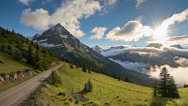 Breathtaking and Expansive Vista Captured from a High Mountain Pass Showing Vast