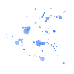 Watercolor splashes of blue azure color, background, handmade digital illustration. Element for design in printing, packaging, textile, wallpaper.