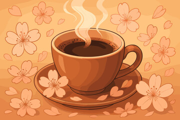 Obraz premium cup of coffee with flowers