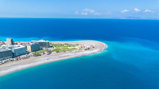 Fototapeta Rhodes island - Greece, April 6, 2025, Saint Nicholas Fort guards the Mandraki harbour in Rhodes city, capital of Rhodes island in Greece