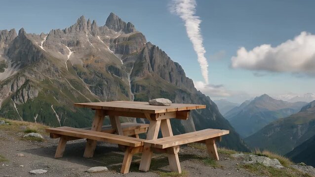 Furniture Made of Timber Accompanied by a Flat Surface in an Elevated Natural