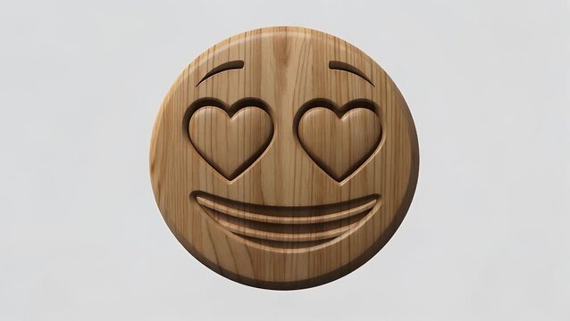 computer generated representation of a carved wooden facial expression symbol conveying intense affection and