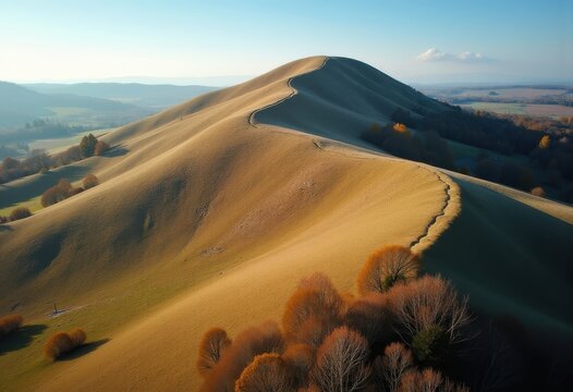Unique Elongated Drumlin Hill Sculpted by Ancient Glacial Forces in Dramatic Curved Form