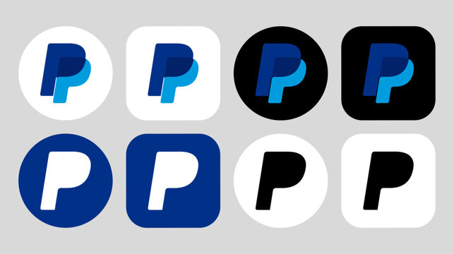 PayPal logo icon vector set.