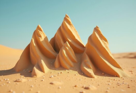 Wind Sculpted Yardangs Carving Whimsical Shapes Amidst Desert Dunes