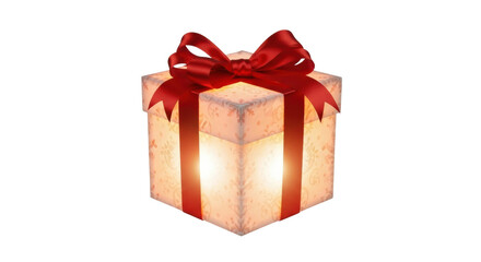 Obraz premium Glowing gift box with red satin ribbon and bow