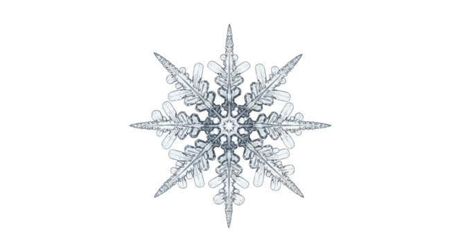 Intricate snowflake on black background revealing frozen symmetry in winter design