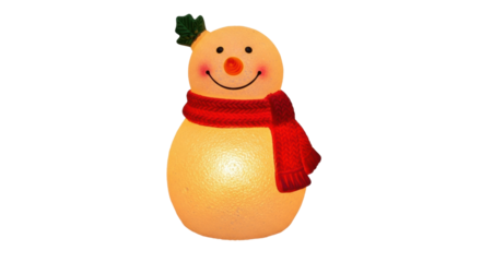 Cheerful snowman decoration with red scarf and orange nose
