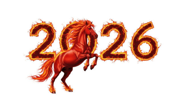 Fiery horse and flaming 2026: symbol of dynamic energy and new beginnings
