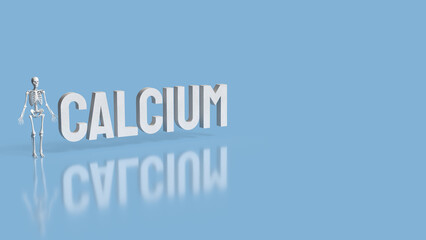 The Skeleton on blue Background for calcium concept 3d Rendering.