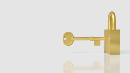 The Gold key and master for security concept 3d Rendering.