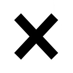 Obraz premium Digital cross symbol with colorful pixelated glitch effect on a stark black background representing a digital error or cancellation concept with a modern aesthetic