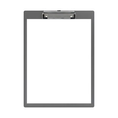 Gray Clipboard with Silver Clip on a Transparent Background Ready for Notes and Documents
