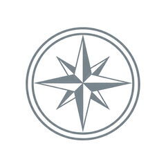 Gray Compass Rose With Circular Border On Transparent Background Nautical Navigation Tool Graphic Element