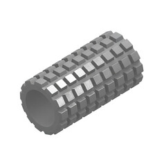 Gray Textured Cylindrical Object with Repeating Square Pattern and Reflective Elements on Transparent Background