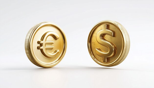 Euro To Dollar Gold Coin Currency Exchange Symbol: A Sign Of Success In Business And Financial Transactions.
