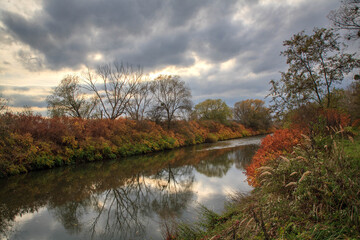 Autumn river gold colors Becva