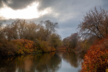 Autumn river gold colors Becva