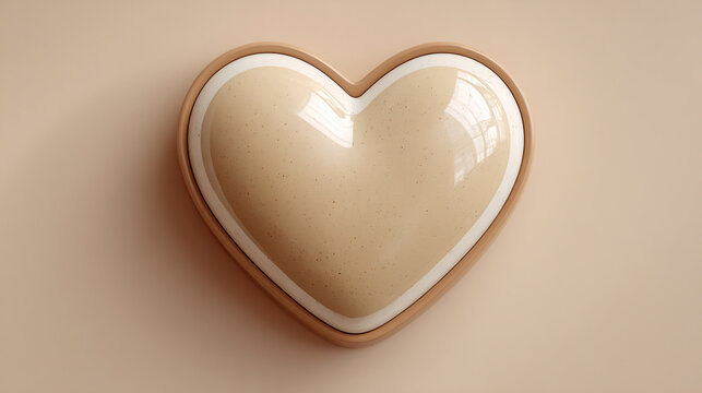 3D beige heart icon element with smooth glossy finish and modern design representing love warmth elegance and digital symbolism ideal for app design user interface and creative visuals