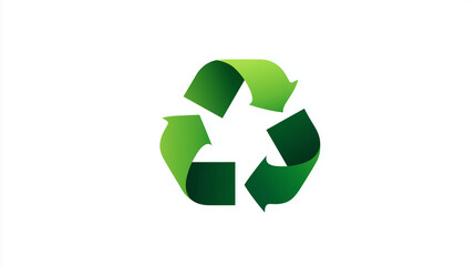 Obraz premium Green recycling icon representing sustainability, environmental awareness, waste reduction and eco-friendly responsibility on a clean white background