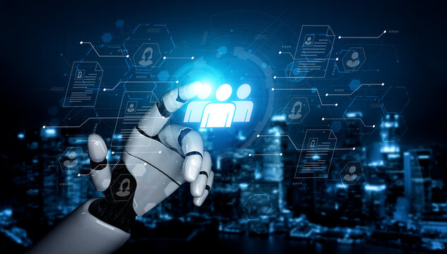 An AI assistant powers a human resources management system for talent acquisition. The platform uses an applicant tracking system to analyze profiles for optimal team building. Fermion