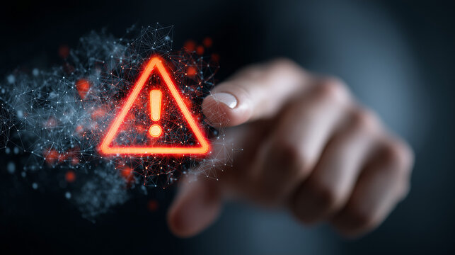 Alerta visual em interface digital destacando falhas, risco de segurança, necessidade de ação e atenção imediata em sistemas online - Powered by Adobe