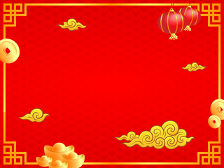 china new year poster banner red golden rich lucky illustration design