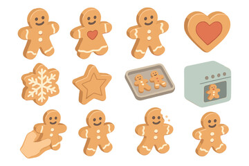 Cute gingerbread cookie icons: delicious holiday treats