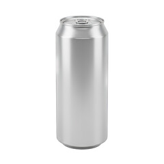 Silver Aluminum Soda Can with Pull Tab Lid Isolated on Transparent Background with Realistic Lighting and Reflections